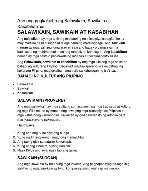 20 halimbawa ng salawikain|23 Halimbawa ng Salawikain at mga Kahulugan nito! – .